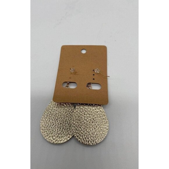 Fashion Jewelry Womens Tear Drop Metallic Leather Earrings Gold Tone Fishnet Hoo - Picture 6 of 7